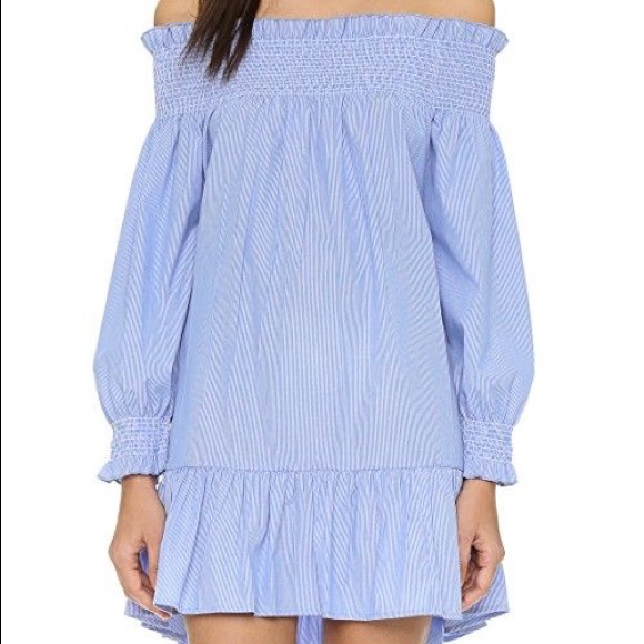 thayer Dresses & Skirts - Thayer off the shoulder dress blue & white stripe